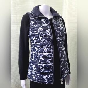 NAUTICA Reversible Puffer Vest Dark Navy & White Women's Small